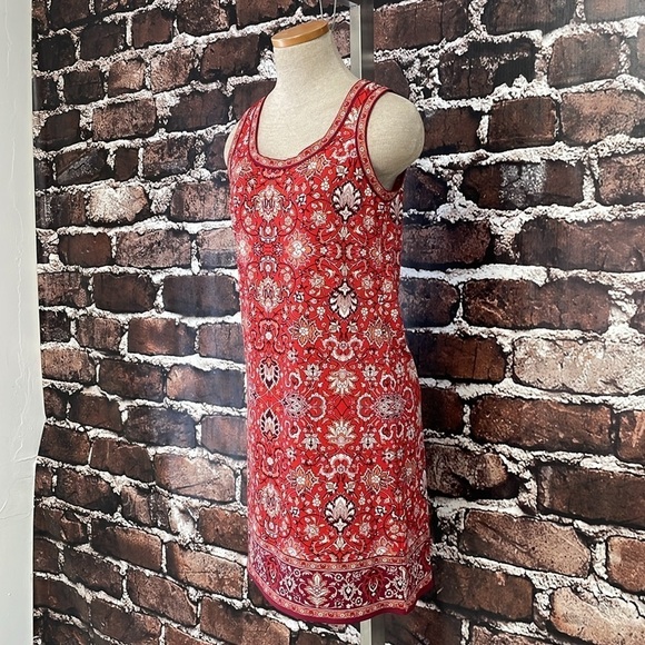 Max Studio Dress Women's XS X Small Red Paisley Sleeveless Sheath Midi NWT - Picture 6 of 16